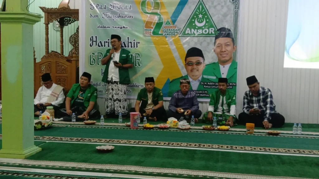 BERI SAMBUTAN - Ketua PC GP Ansor Malinau, Sholahuddin Al-Ayubi saat memberikan sambutan pada Peringatan Harlah ke-92 GP Ansor, pada Jumat (24/4/2026). (HO PC GP ANSOR MALINAU)